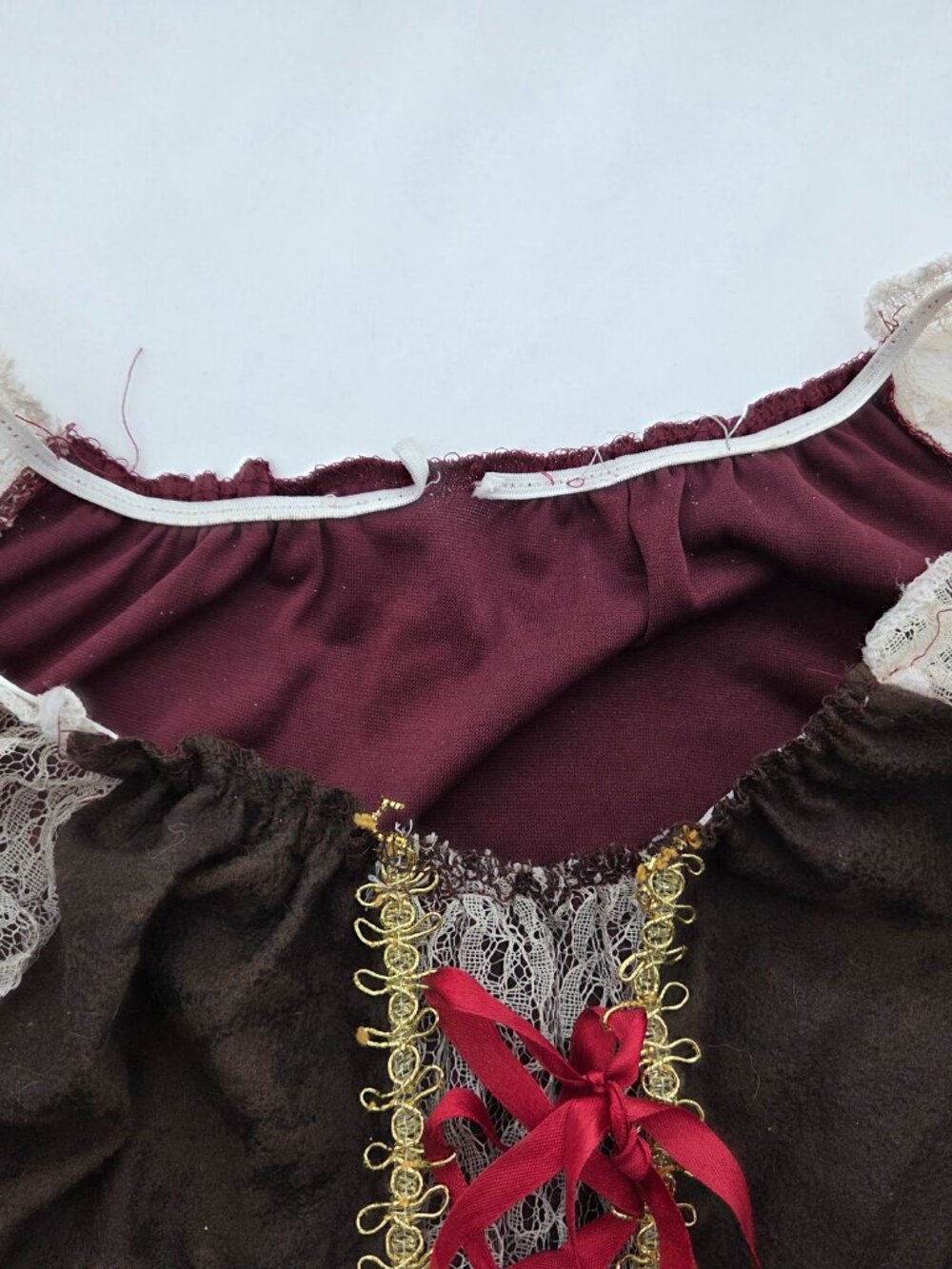Renaissance Pirate Wench & Beer Maiden Costume | Brown & Wine Velvet Bodice M - Picture 4 of 4